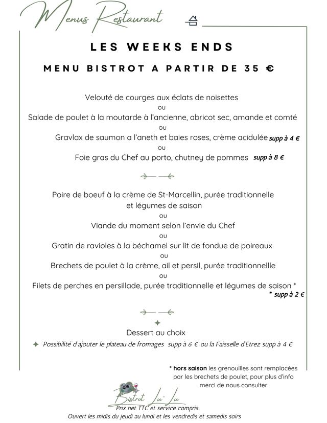 MENU WEEK END