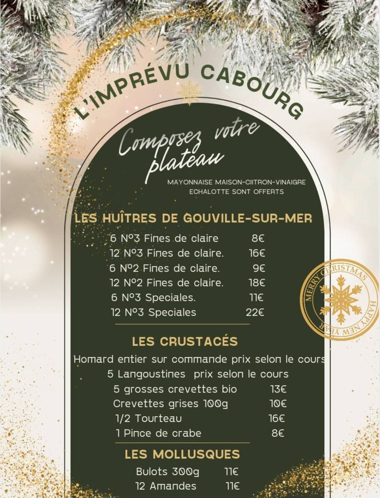 POUR LES FETES : PLATEAU A EMPORTER