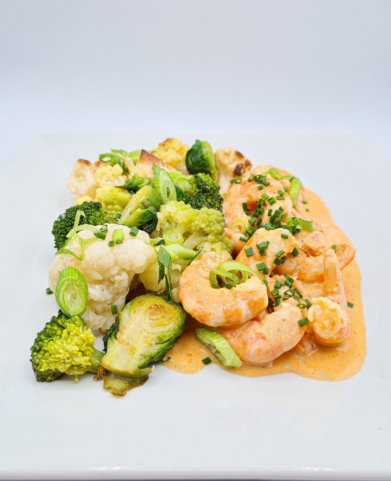 Curry de crevettes et poêlée de choux du moment 