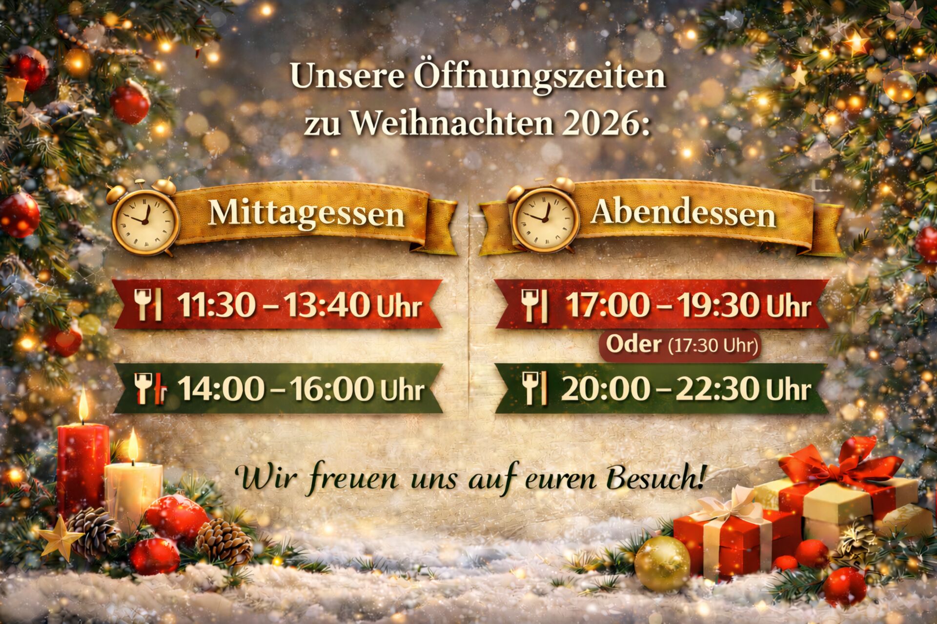 Weihnachten 2026 bei Due Amici ( 25 und 26.12.2026)