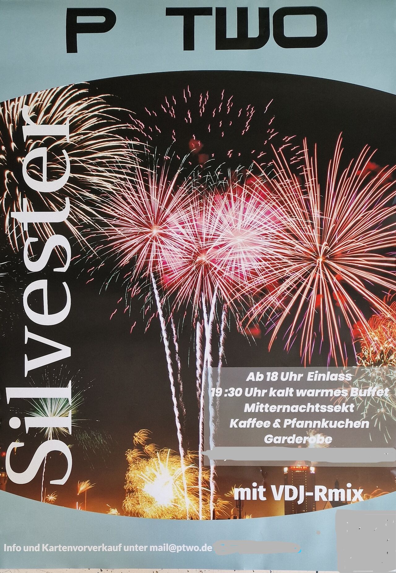 Mi. 31.12. Silvester 2025 im P TWO ab 18:00 Einlass