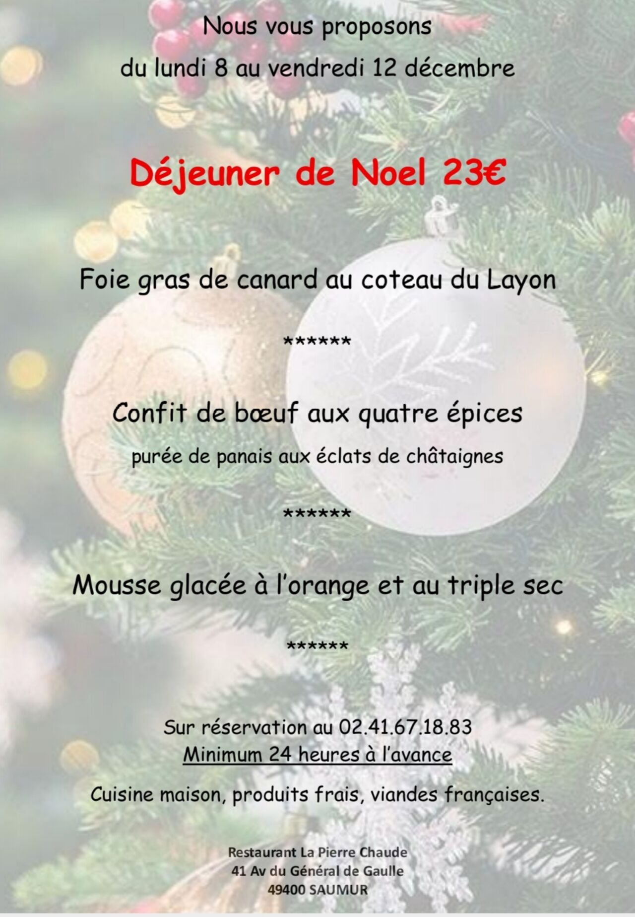 MENU DE NOEL