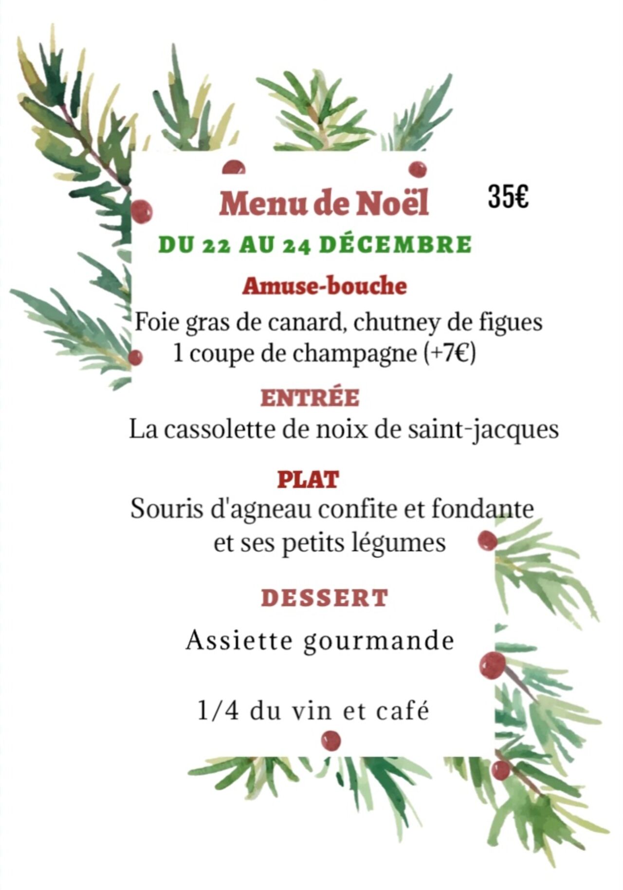 MENU DE NOËL
