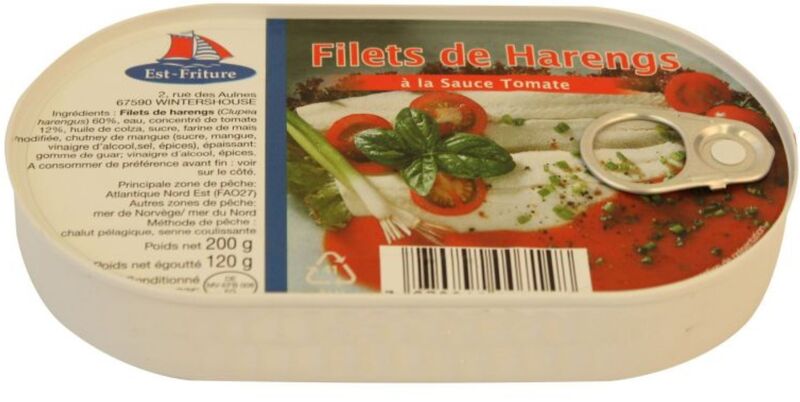 Boîte filets de hareng sauce tomate - 2,22€