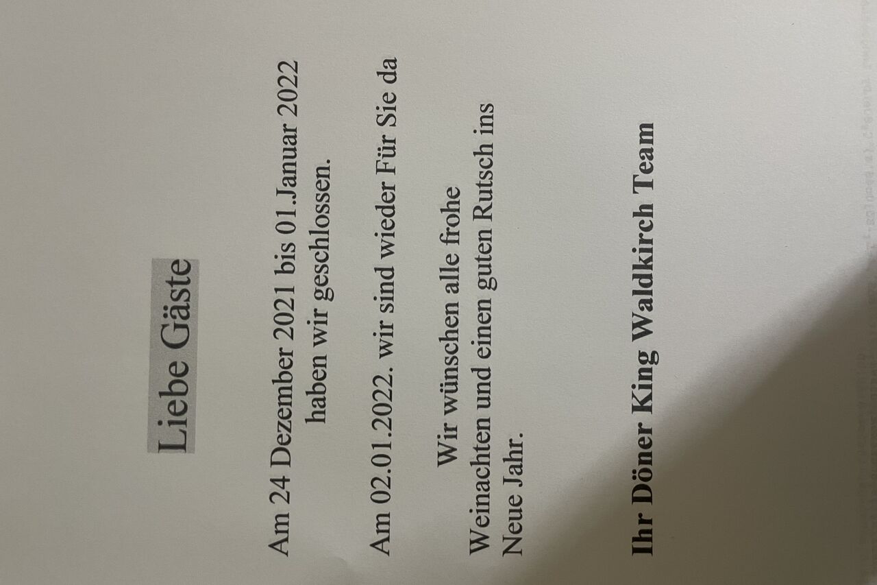 Weihnachtsbetriebsferien