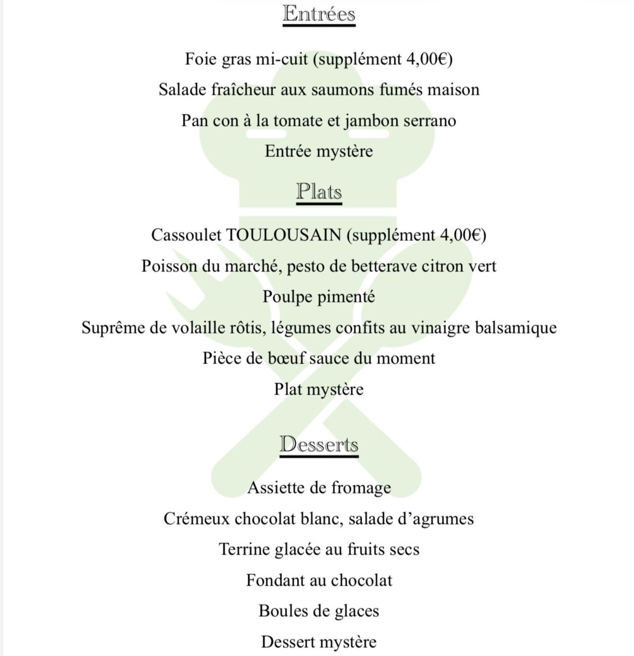 Nouveau menu juin 2026