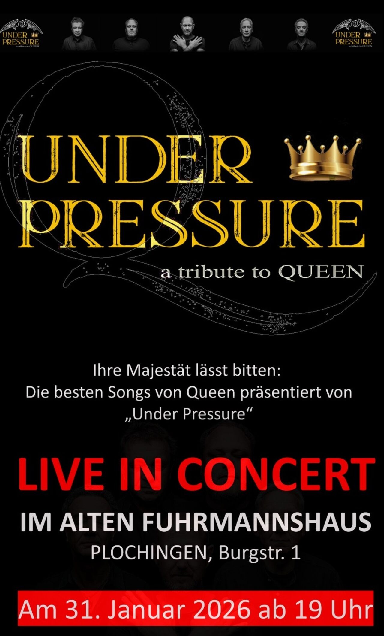 "UNDER PRESSURE" am Samstag, 31.01.2026 ab 19 Uhr