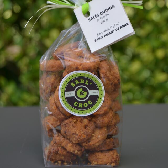 Salé quinoa : ses grains de quinoa croquant et son bon goût de chorizo accompagneront délicieusement vos apéritifs.