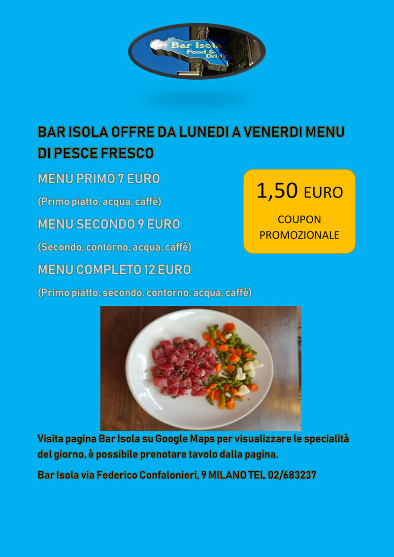 Menu Pranzo Bar Isola