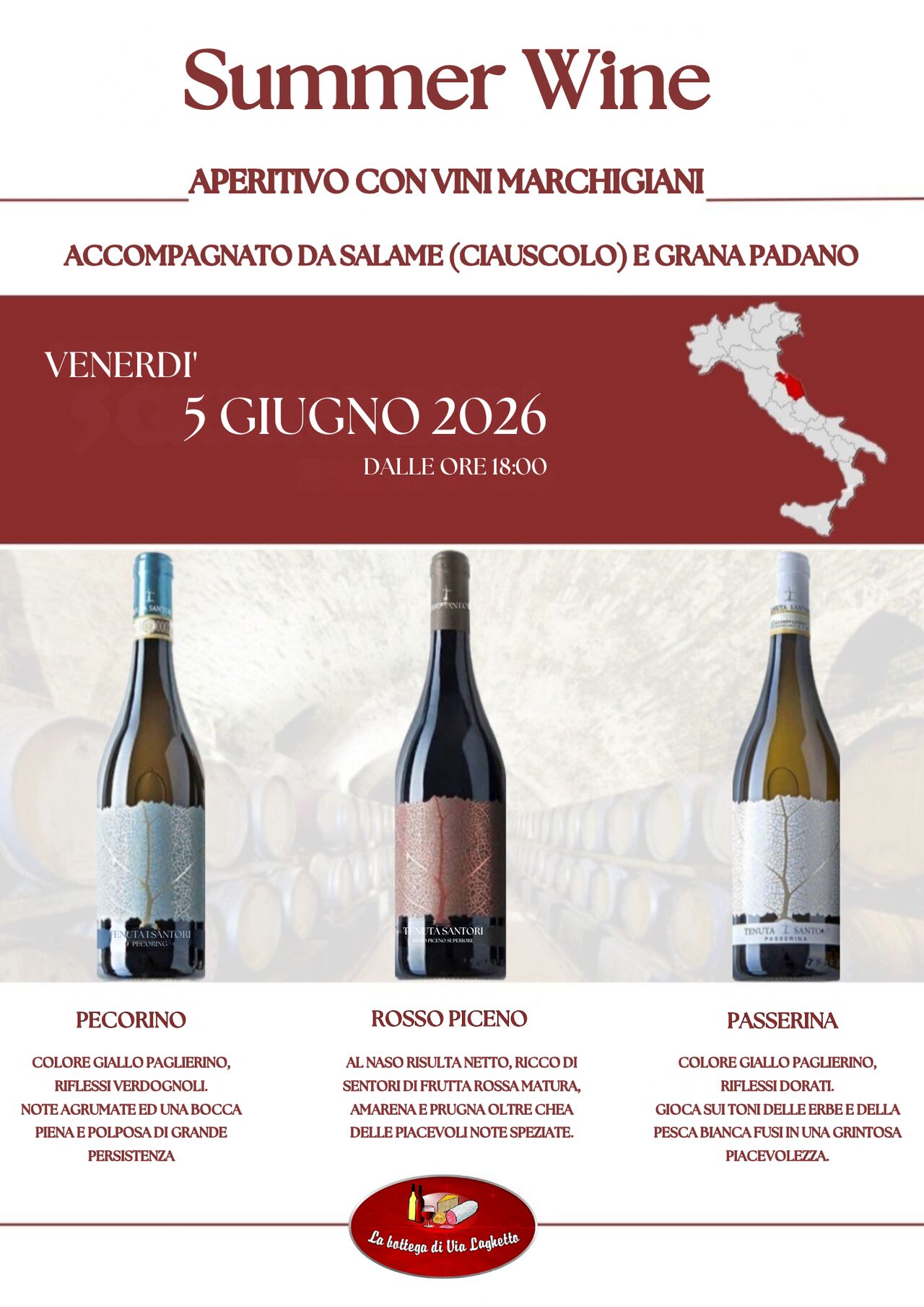 APERITIVO CON VINI MARCHIGIANI - 5 GIUGNO 2026