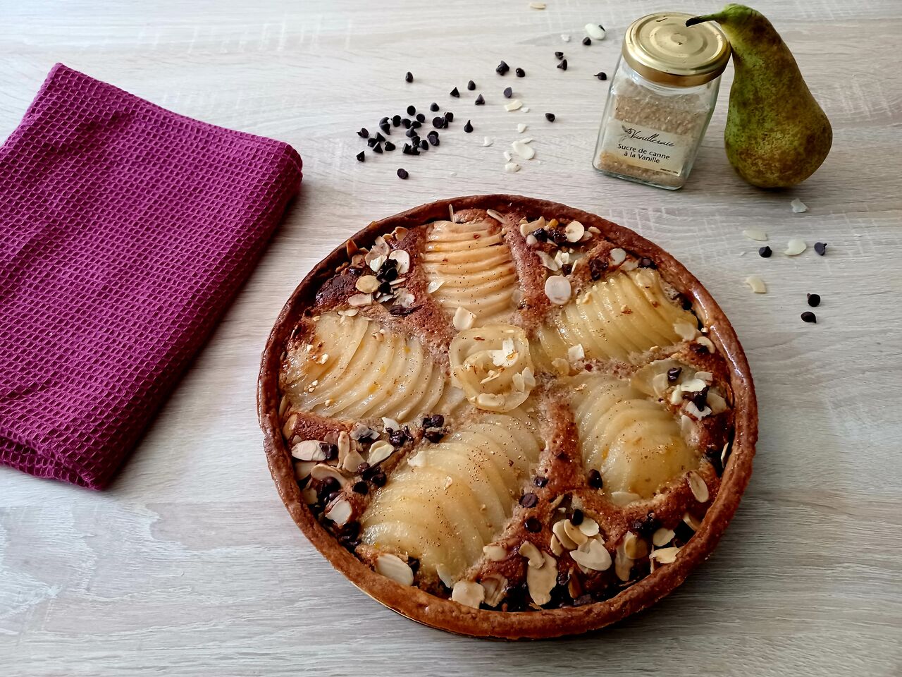 Tarte poire amande chocolat 