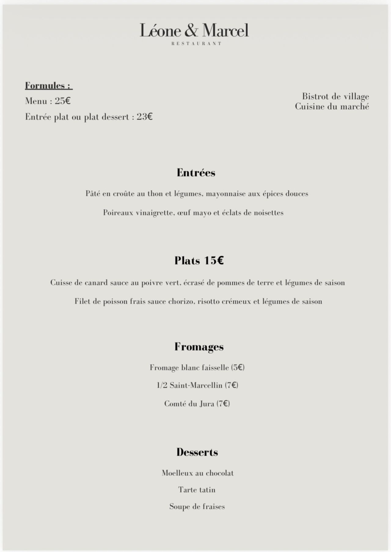MENU DU 20 AU 24 AVRIL MIDI