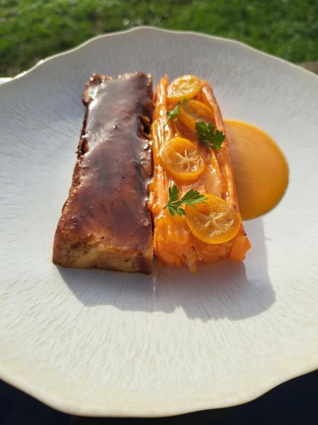Kumquat, poitrine de porc et carottes