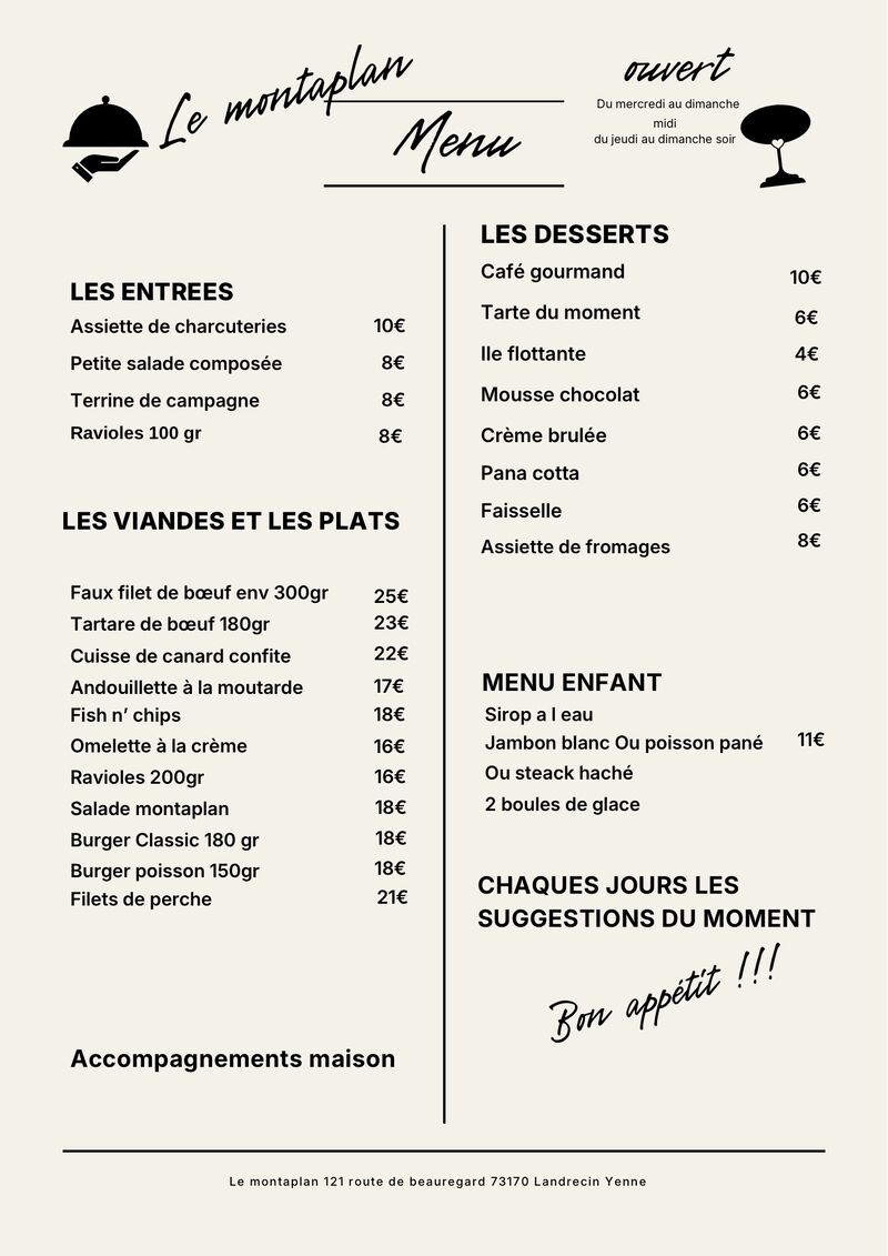La carte du moment 