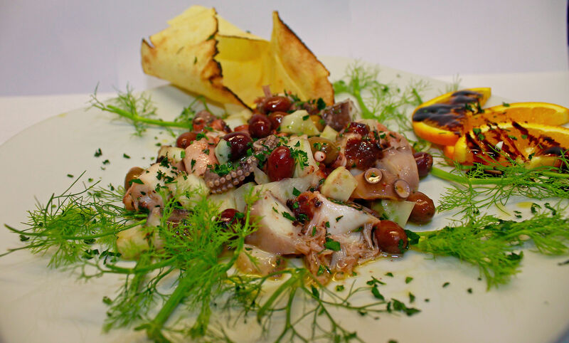 Polpo in Verde (Polpo, finocchio, olive taggiasche, pomodoro secco)
