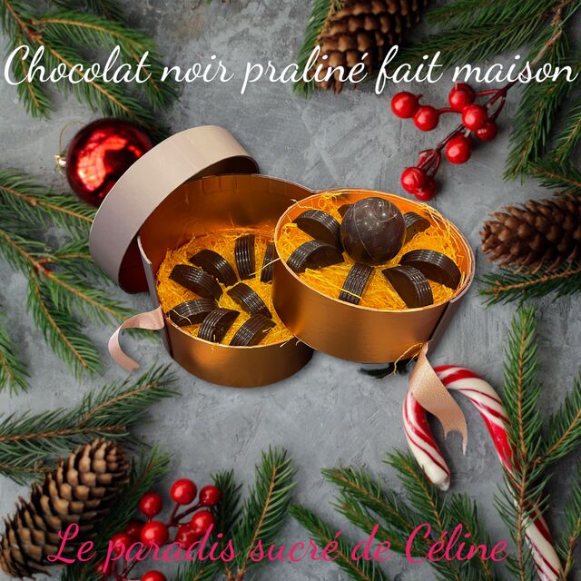 chocolat noir/ praliné fait maison .