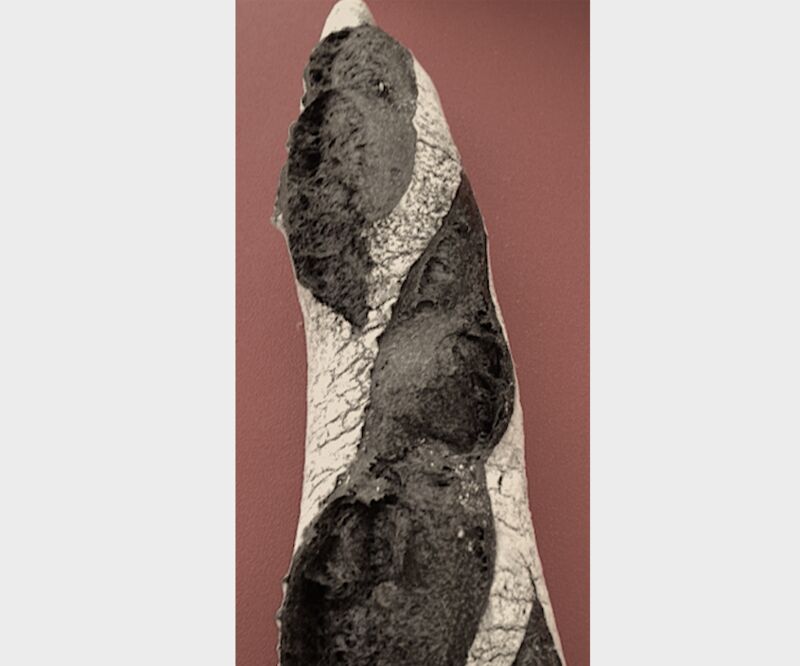 Baguette au charbon végétal (Base de tradition à laquelle on rajoute de la poudre de charbon végétal, bon pour le transit)