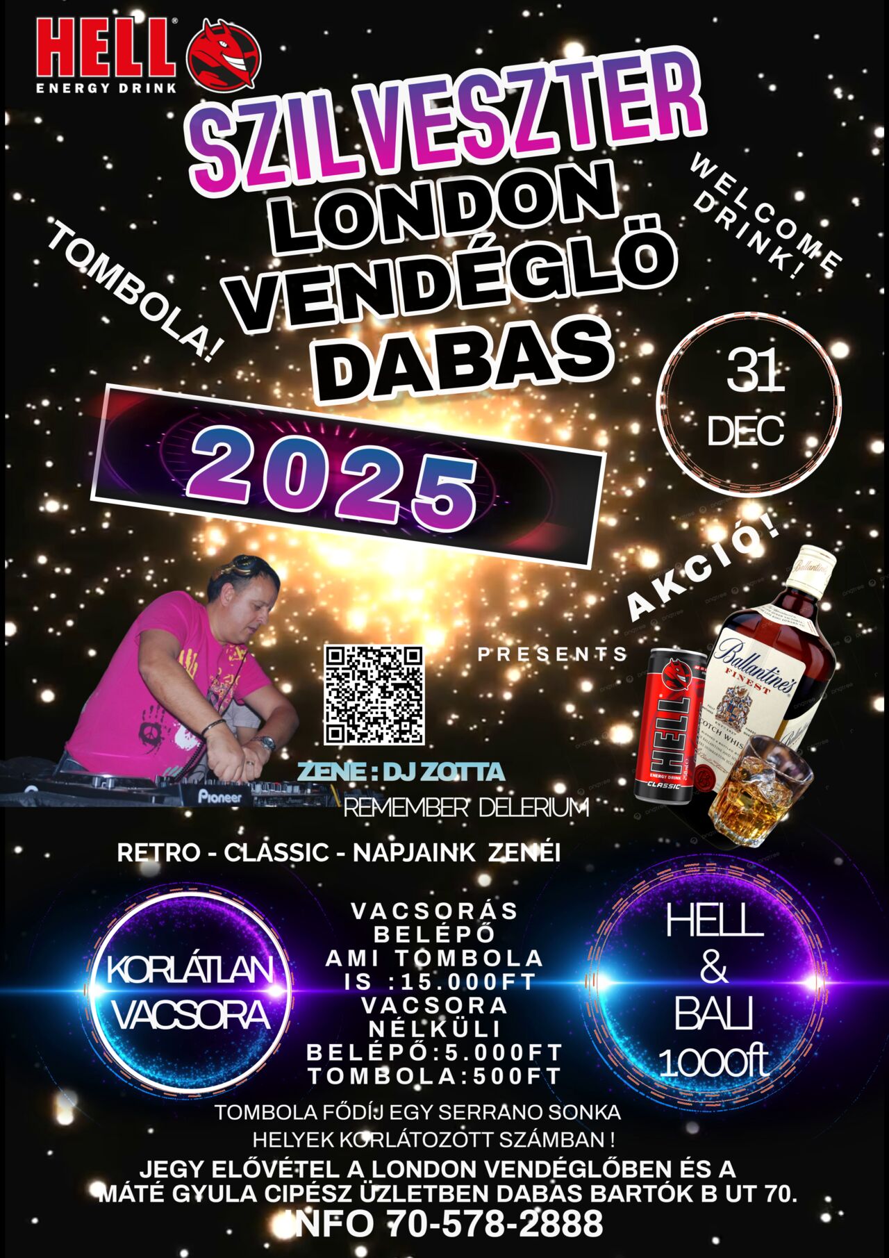 🎉 SZILVESZTER 2025 – LONDON VENDÉGLŐ DABAS 🎉