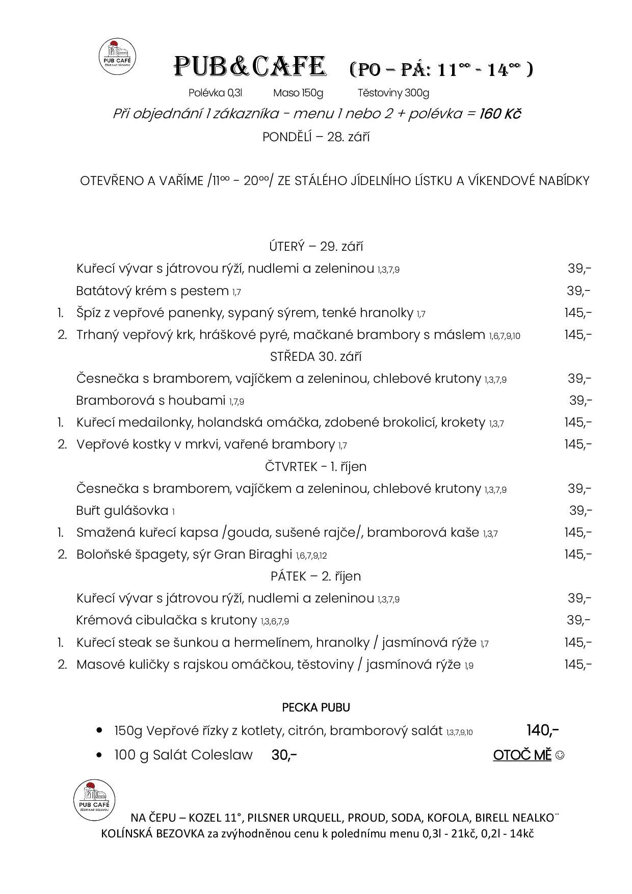 DENNÍ MENU od 28.ZÁŘÍ