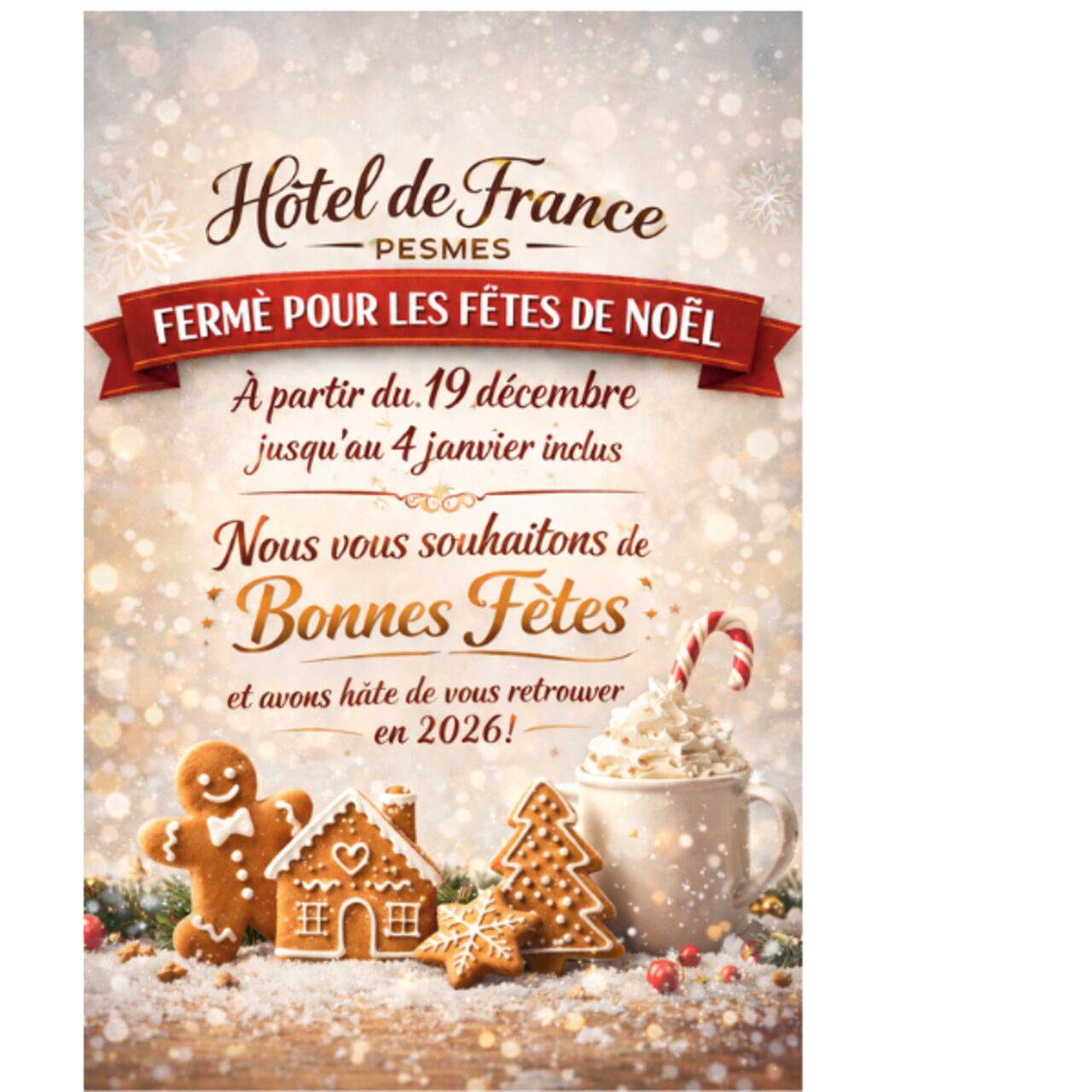 Fermeture pour les fêtes