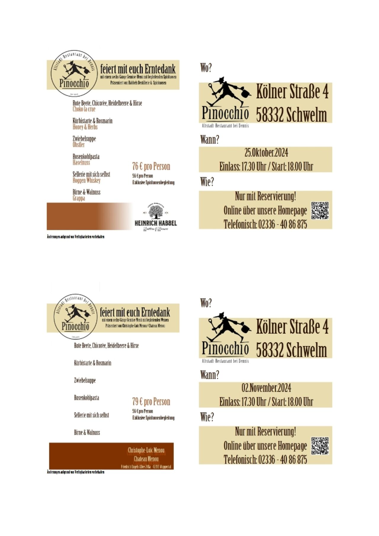 Vegetarisches Erntedank-Menü 2024