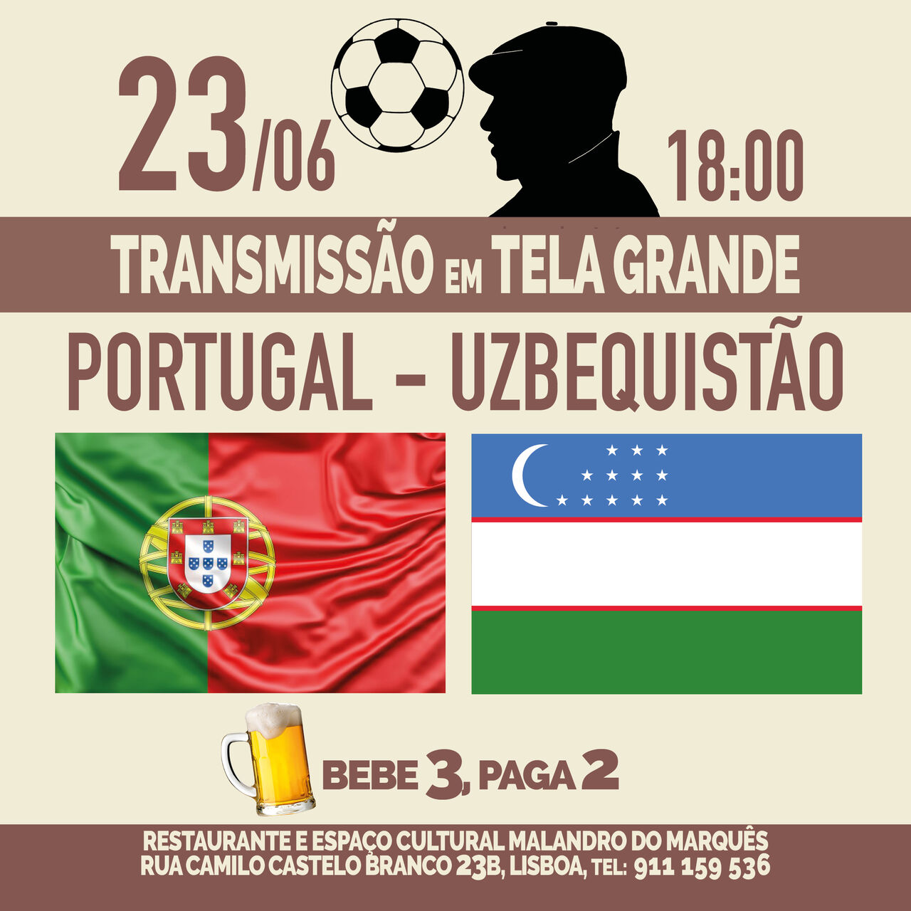 PORTUGAL - UZBEQUISTÃO TRANSMISSÃO DE JOGO EM TELA GRANDE