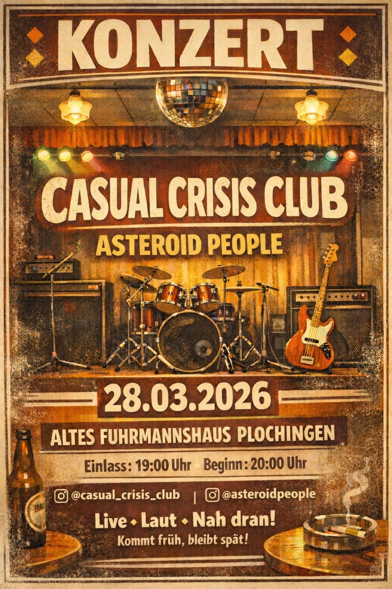 Am Samstag, 28.03.2026, ab 20 Uhr: Doppelbands