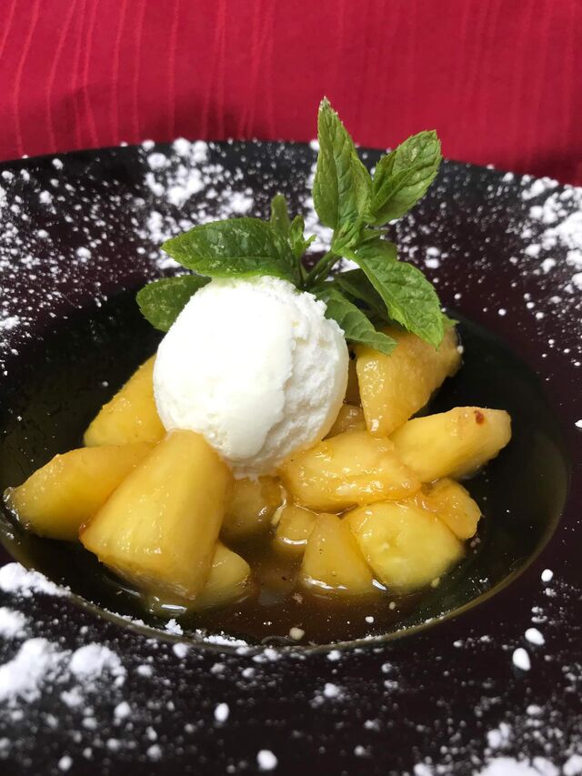 Ananas rôti glace yaourt 
