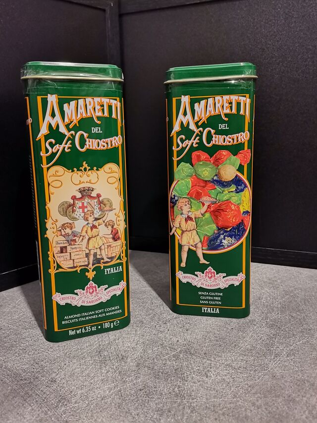 Amaretti tendre boîte métal 200g=12.90€ 