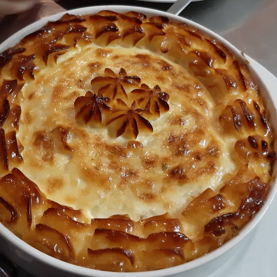 Bacalhau Gratinado com camarão 
