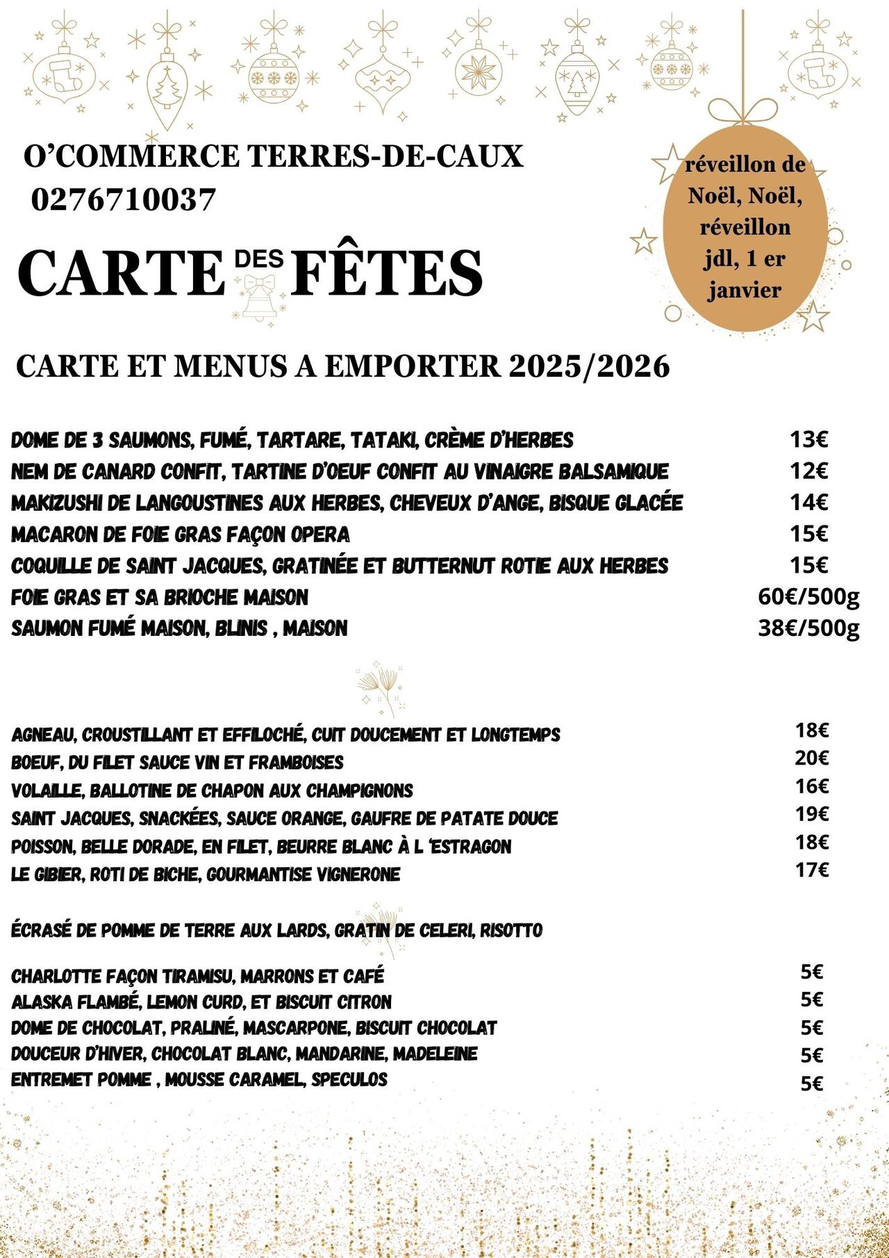 menu des fetes a emporter
