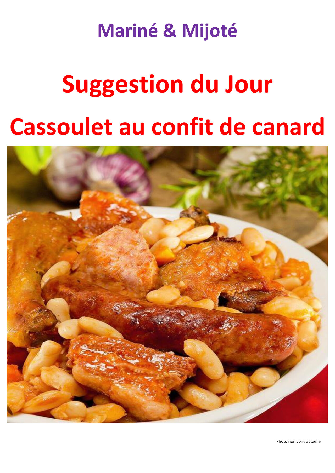 Suggestion du jeudi 29 Janvier 2026