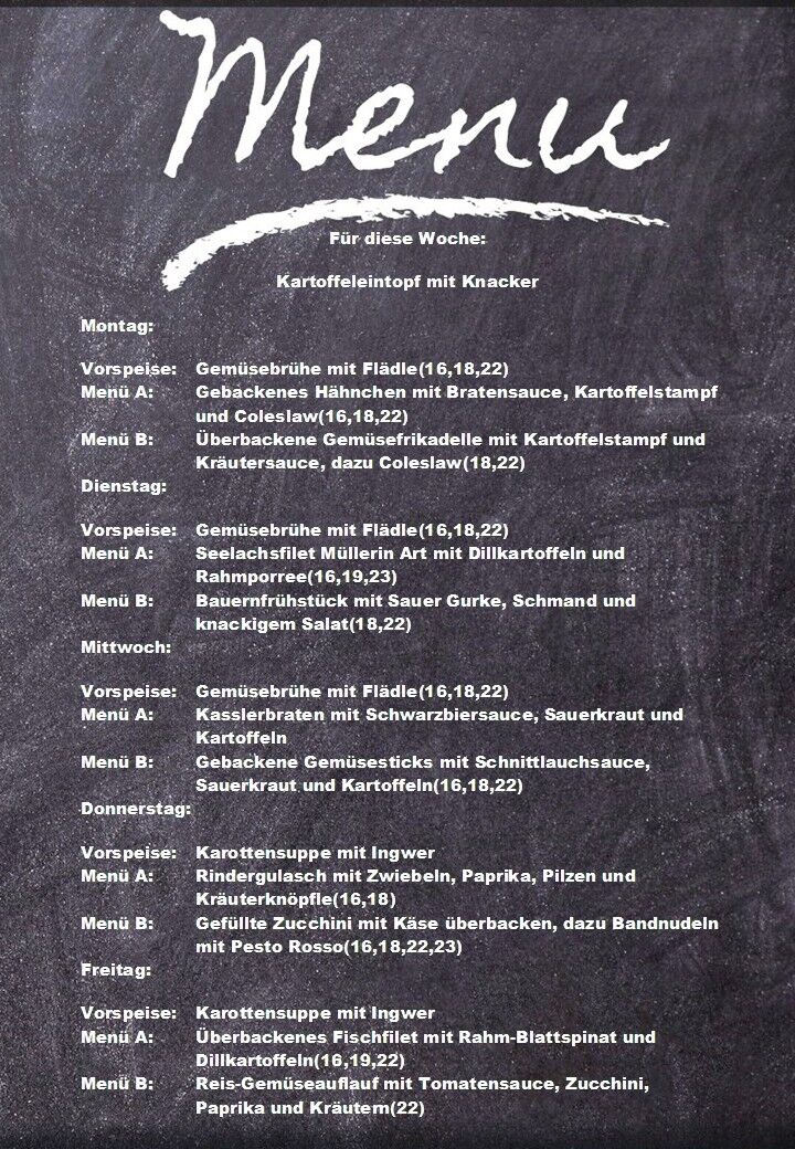Speiseplan für diese Woche