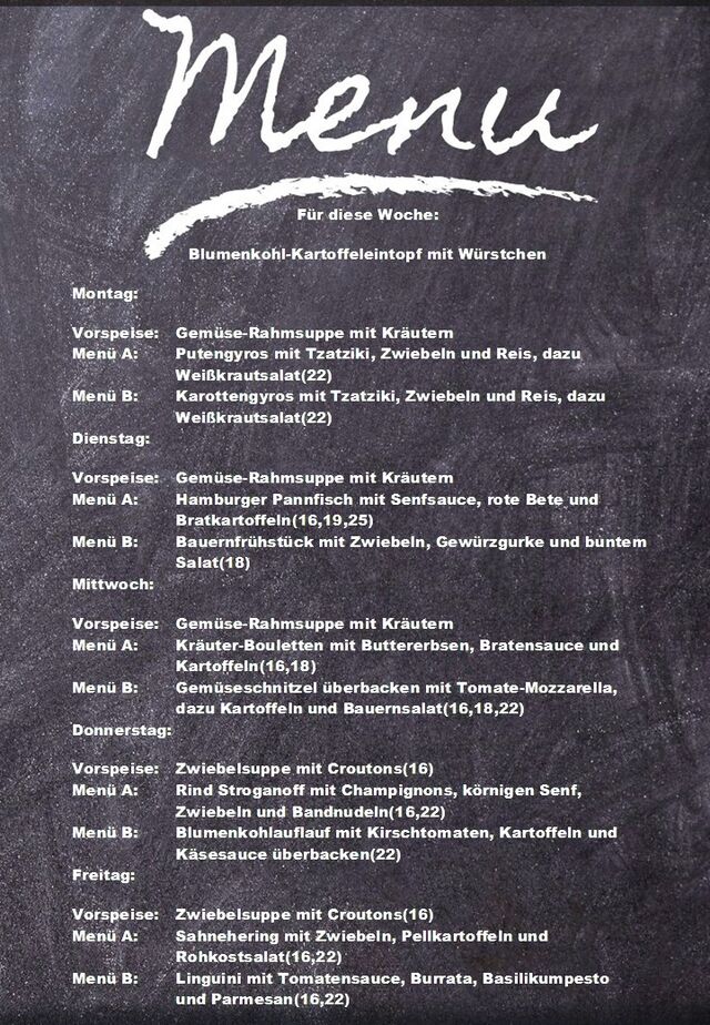 Speiseplan für diese Woche