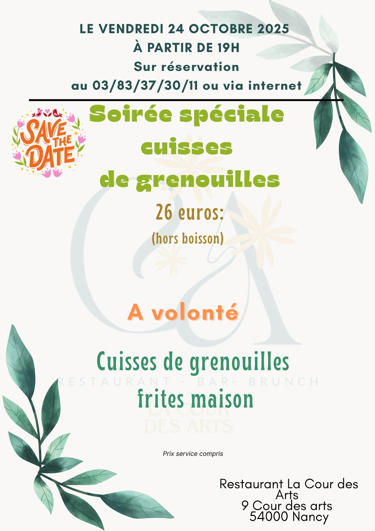 Soirée cuisses de grenouilles à volonté
