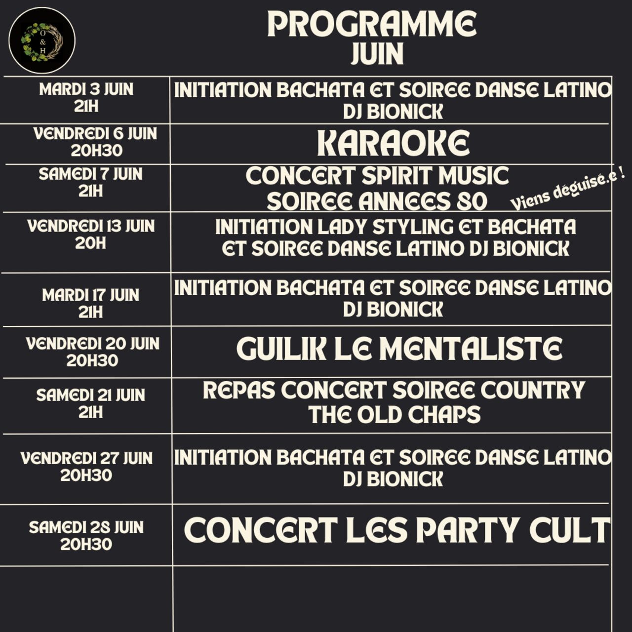 programme de juin