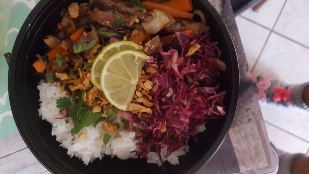 Notre boeuf authentique thaï et son riz parfumé au jasmin 