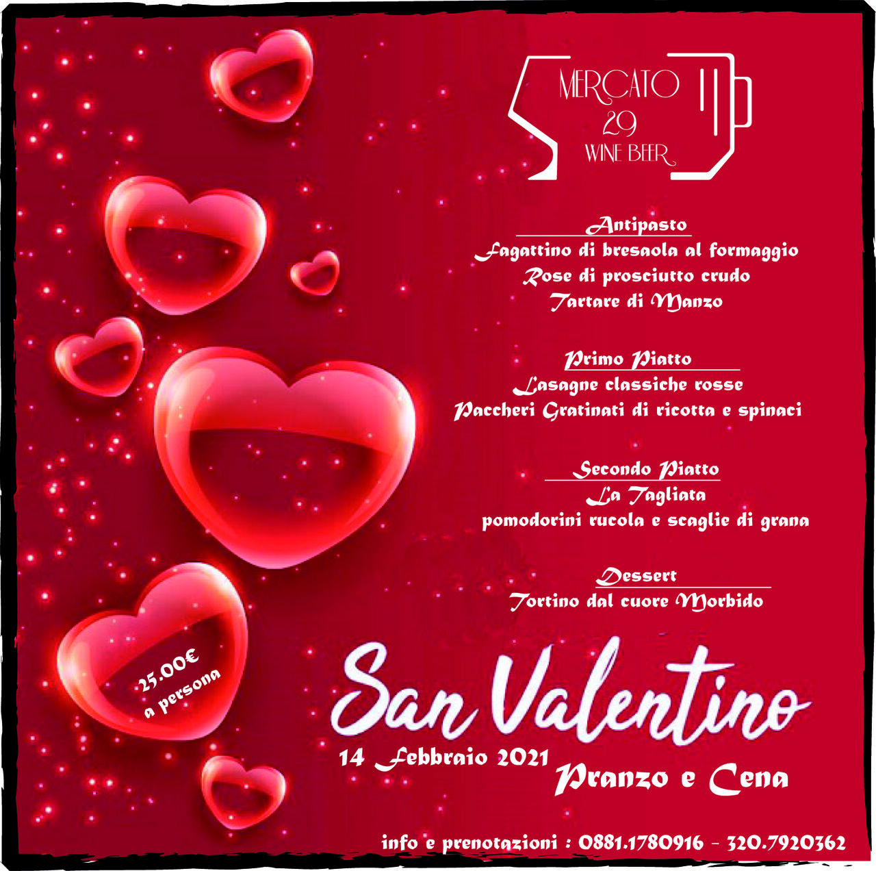 LOVE IS IN THE AIR....
1 4 Febbraio 2021, pranzo e cena.
La nostra proposta oltre al menù alla carta.