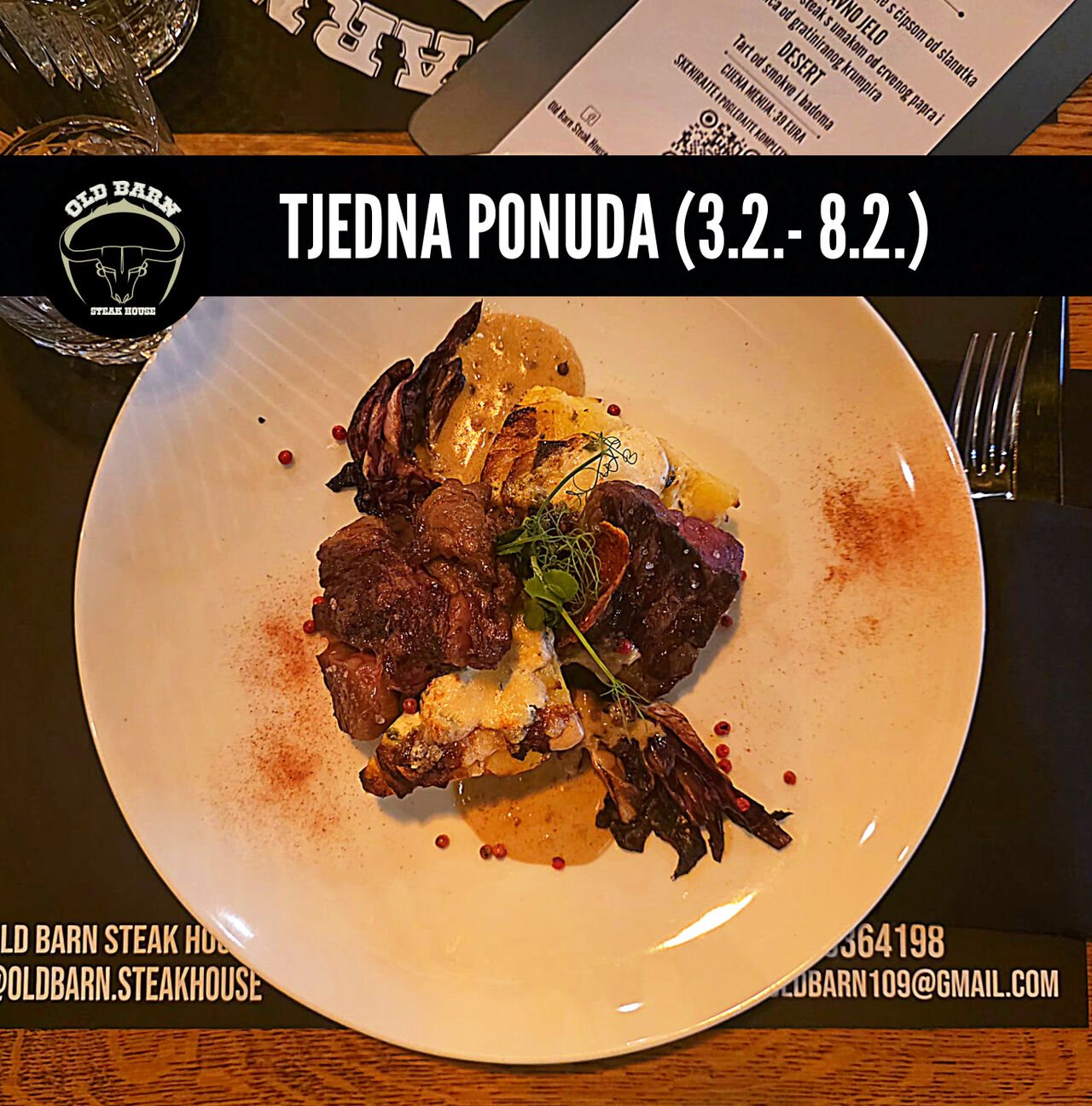 AUSTRALSKI WAGYU STEAK, GRATINIRANA TORTICA OD KRUMPIRA I UMAK OD CRVENOG PAPRA