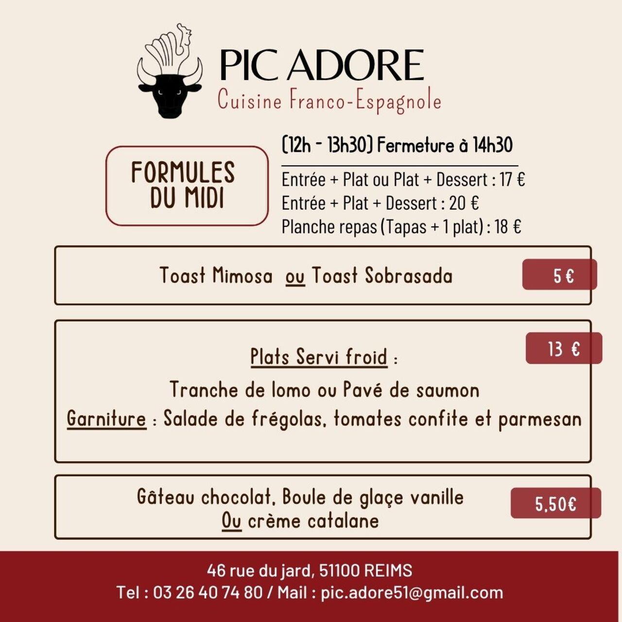 MENU DU MIDI