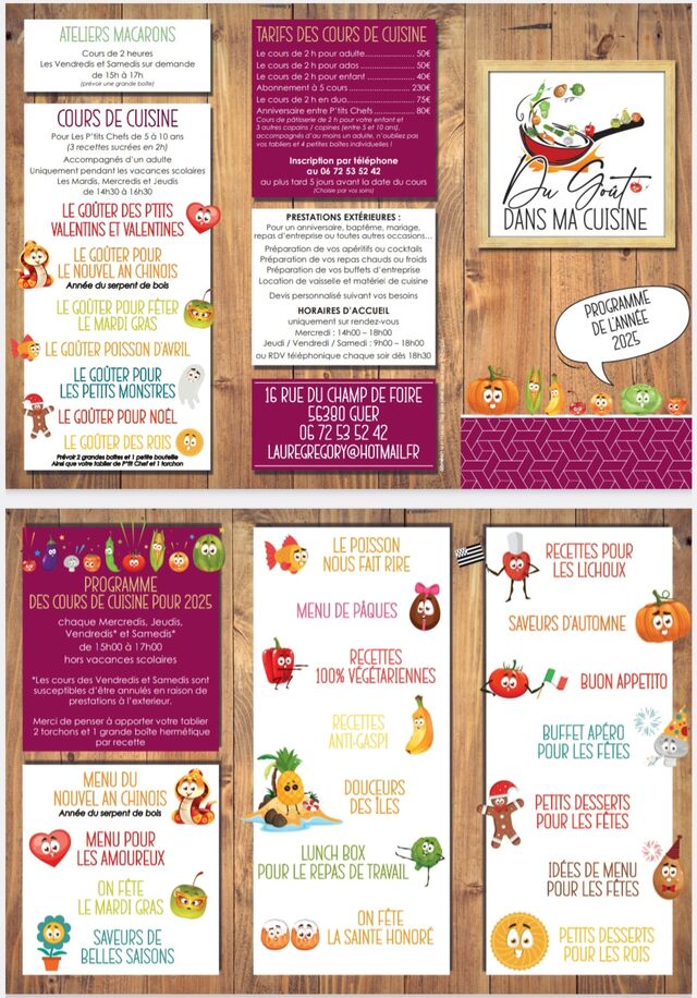 Cours de cuisine 2025