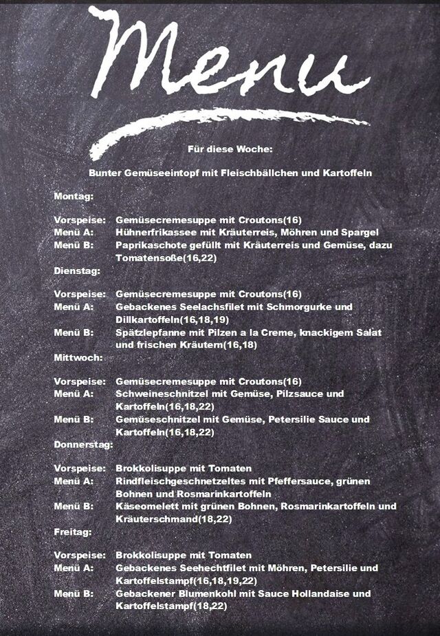Speiseplan für diese Woche