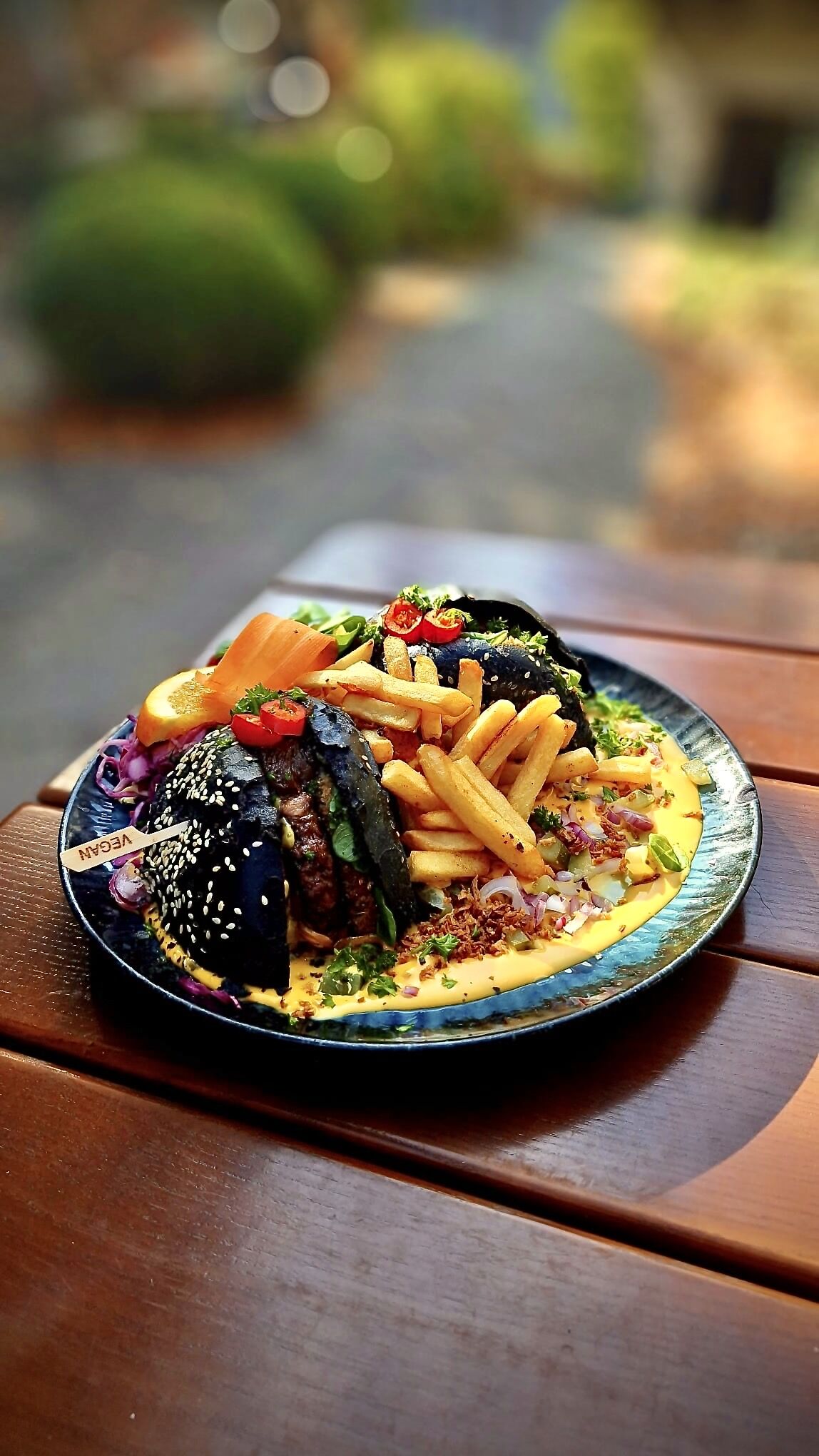 Black avocado burger