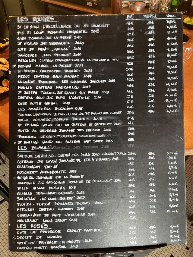 Carte des vins