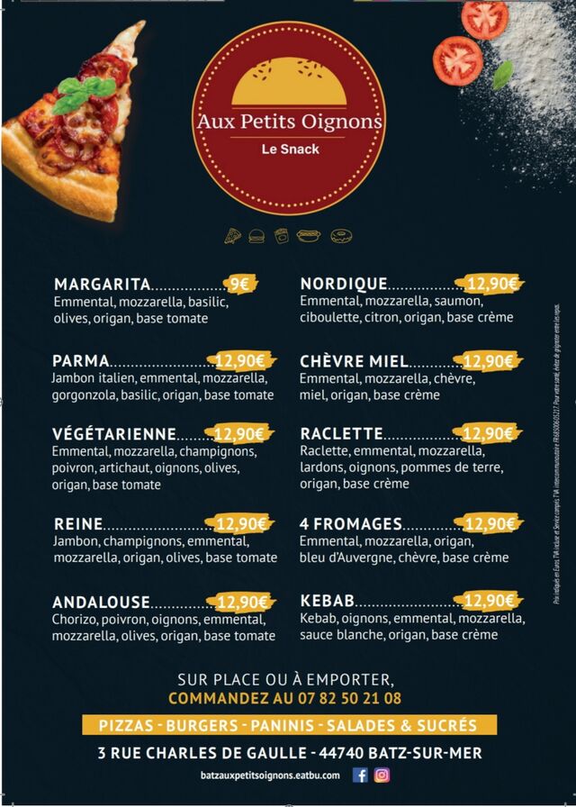 Carte des pizzas 