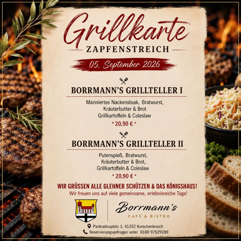 Schützenfest Speisekarte Zapfenstreich