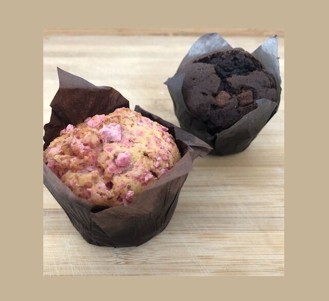 muffin pralines roses et muffin tout chocolat