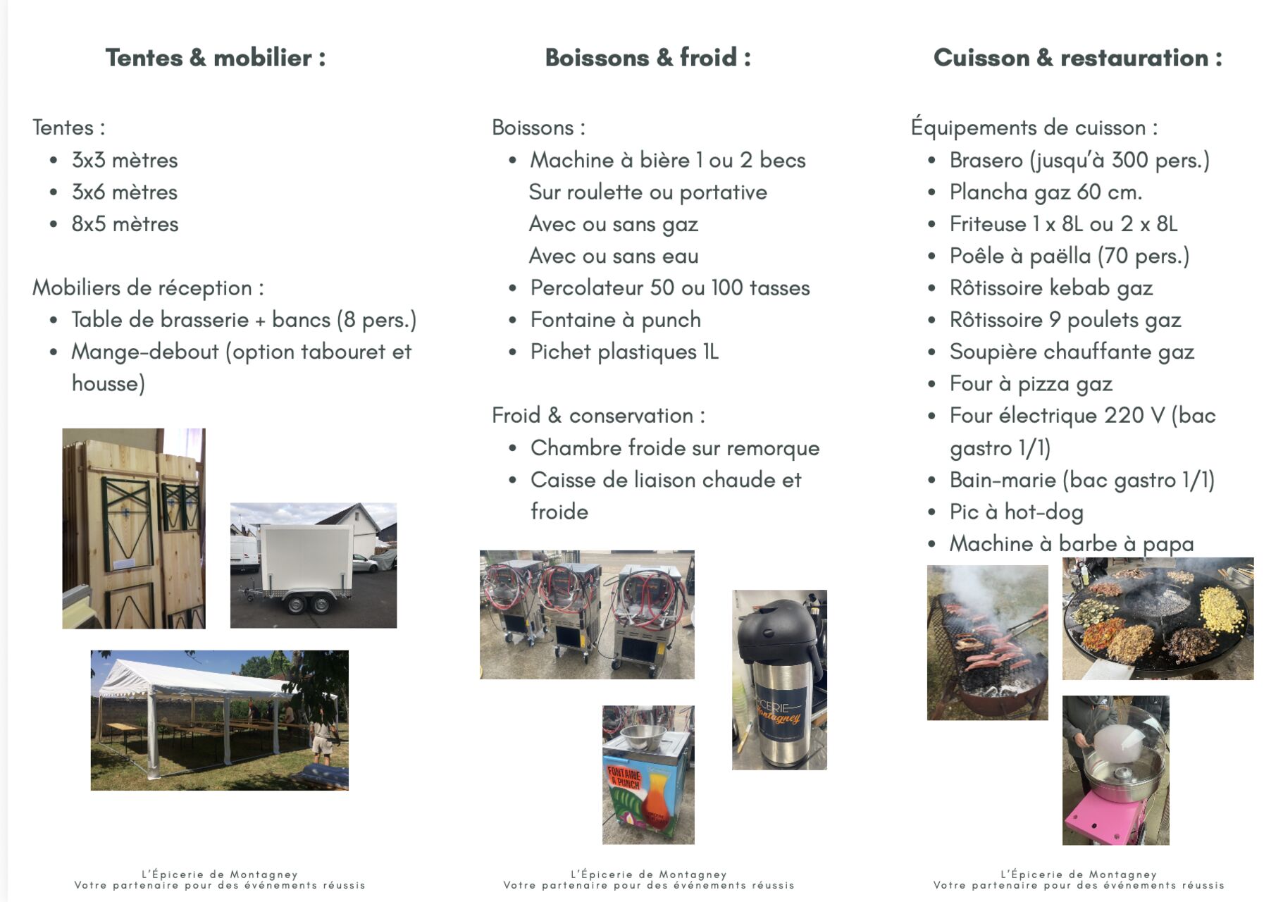 Location de matériel événementiel :