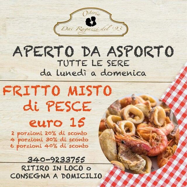 Promozione
FRITTO MISTO DI PESCE