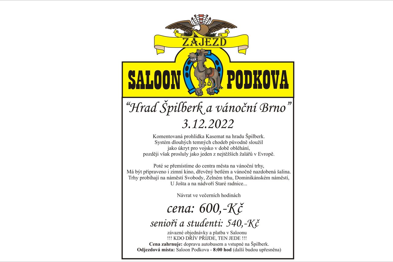 3.12.2022 Zájezd Špilberk a vánoční trhy Brno
